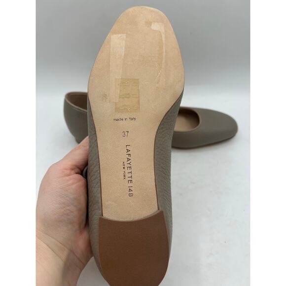 Lafayette 148 New York Mary Jane ballet flat twisted rope strap Tan Calfskin - Picture 9 of 9